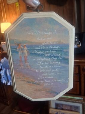 Beach Wedding Wall Art Plaque - Cream Frame